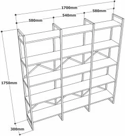 Kirjahylly Linento Furniture VG6, Ruskea/musta -Huonekalut myymälä LIFU956LCS1416 5