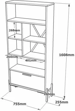 Kirjahylly Linento Furniture VS4, Ruskea/harmaa -Huonekalut myymälä LIFU956LCS1417 6