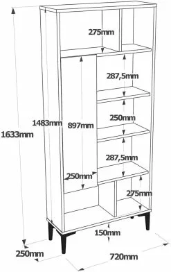 Kirjahylly Linento Furniture AR4, Eri Värejä -Huonekalut myymälä LIFU956LCS1422 6