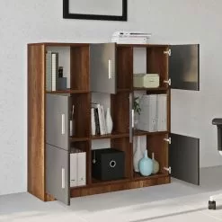 Kaapisto Linento Furniture VO7, Tummanruskea/harmaa -Huonekalut myymälä LIFU956LCS1517 15