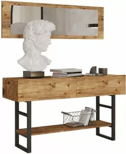 Sivupöytä Ja Peili Linento Furniture ML24, Ruskea