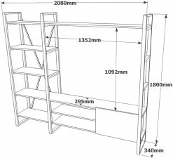 Kirjahylly Ja TV-taso Linento Furniture ML21, Ruskea -Huonekalut myymälä LIFU956LCS1660 7