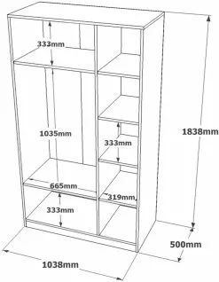 Vaatekaappi Linento Furniture HM1, Valkoinen -Huonekalut myymälä LIFU956LCS1707 6