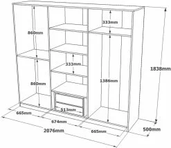 Vaatekaappi Linento Furniture HM3, Valkoinen -Huonekalut myymälä LIFU956LCS1709 6