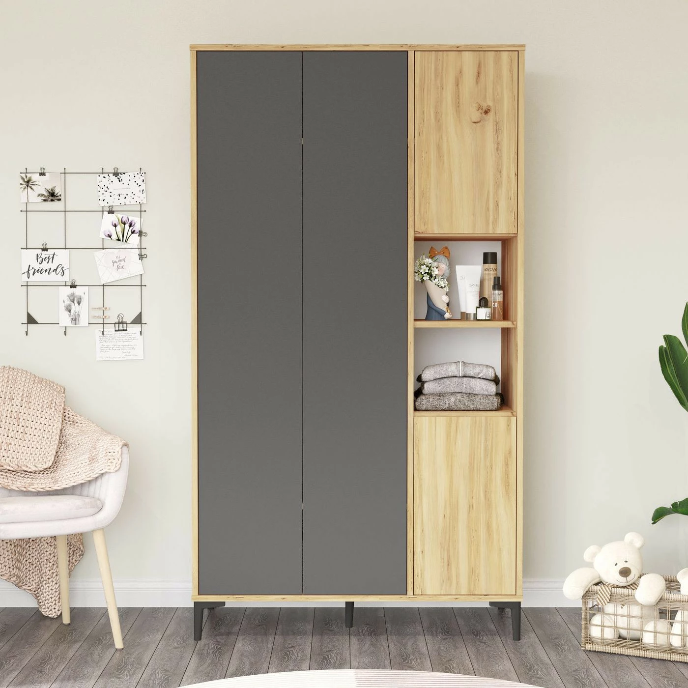 Vaatekaappi Linento Furniture AR9, Eri Värejä 1 Vaatekaappi Linento Furniture AR9, Eri Värejä