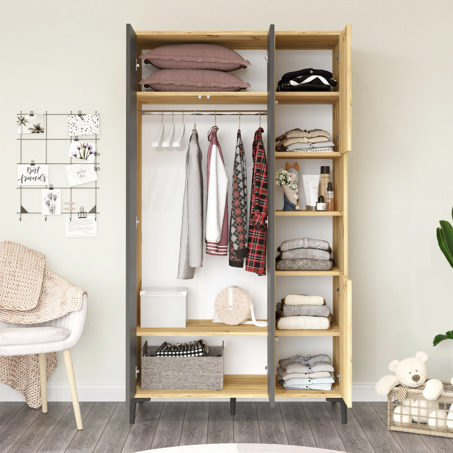 Vaatekaappi Linento Furniture AR9, Eri Värejä 9 Vaatekaappi Linento Furniture AR9, Eri Värejä - Image 9