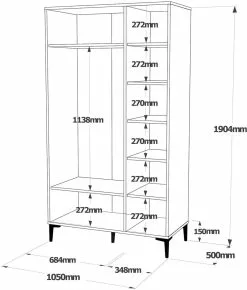 Vaatekaappi Linento Furniture AR9, Eri Värejä 23 Vaatekaappi Linento Furniture AR9, Eri Värejä -Huonekalut myymälä LIFU956LCS1710 6