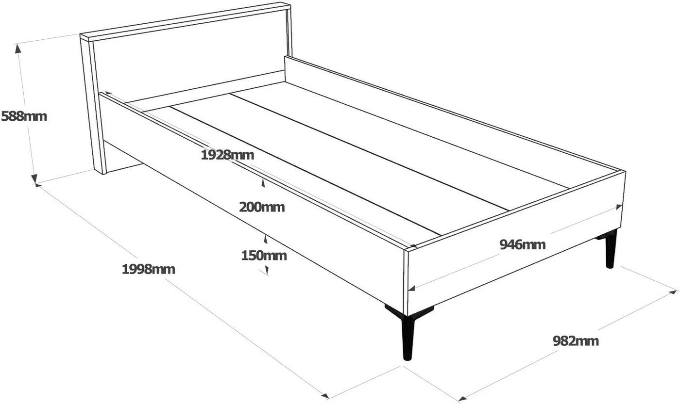 Sängynrunko Linento Furniture AR5, 100x200cm, Eri Värejä 6 Sängynrunko Linento Furniture AR5, 100x200cm, Eri Värejä - Image 6