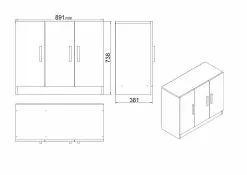 Työpöytäkokonaisuus Linento Furniture VO14, 5-osainen, Ruskea/harmaa -Huonekalut myymälä LIFU956LCS2119 4