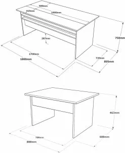 Työpöytä Ja Apupöytä Linento Furniture VS6, Ruskea/harmaa -Huonekalut myymälä LIFU956LCS2128 6