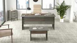 Työpöytäkokonaisuus Linento Furniture VS7, 3-osainen, Ruskea/harmaa -Huonekalut myymälä LIFU956LCS2129 3