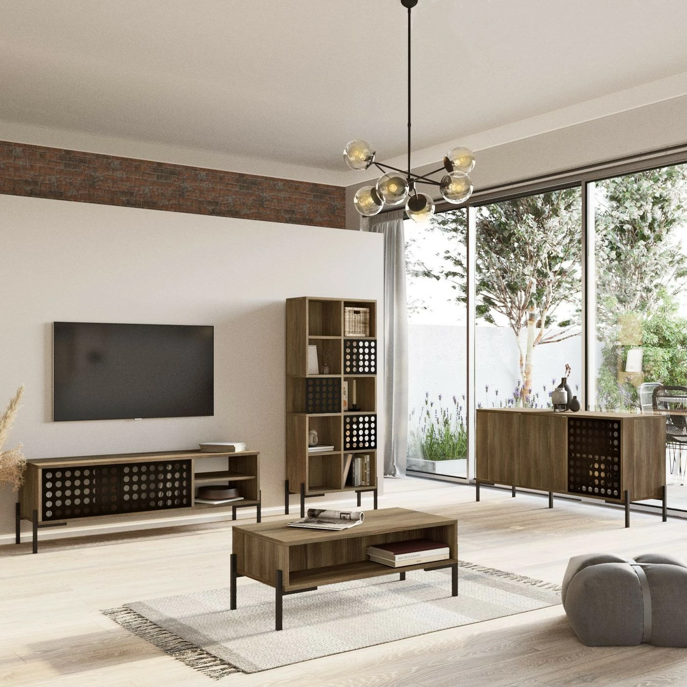 Huonekalusetti Olohuoneeseen Linento Furniture NE6, Ruskea 2 Huonekalusetti Olohuoneeseen Linento Furniture NE6, Ruskea - Image 2