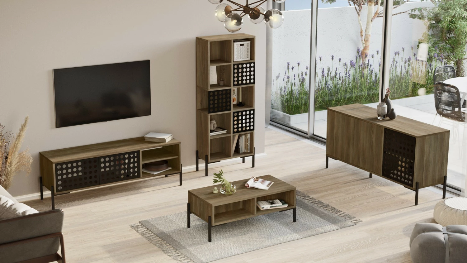 Huonekalusetti Olohuoneeseen Linento Furniture NE6, Ruskea 4 Huonekalusetti Olohuoneeseen Linento Furniture NE6, Ruskea - Image 4