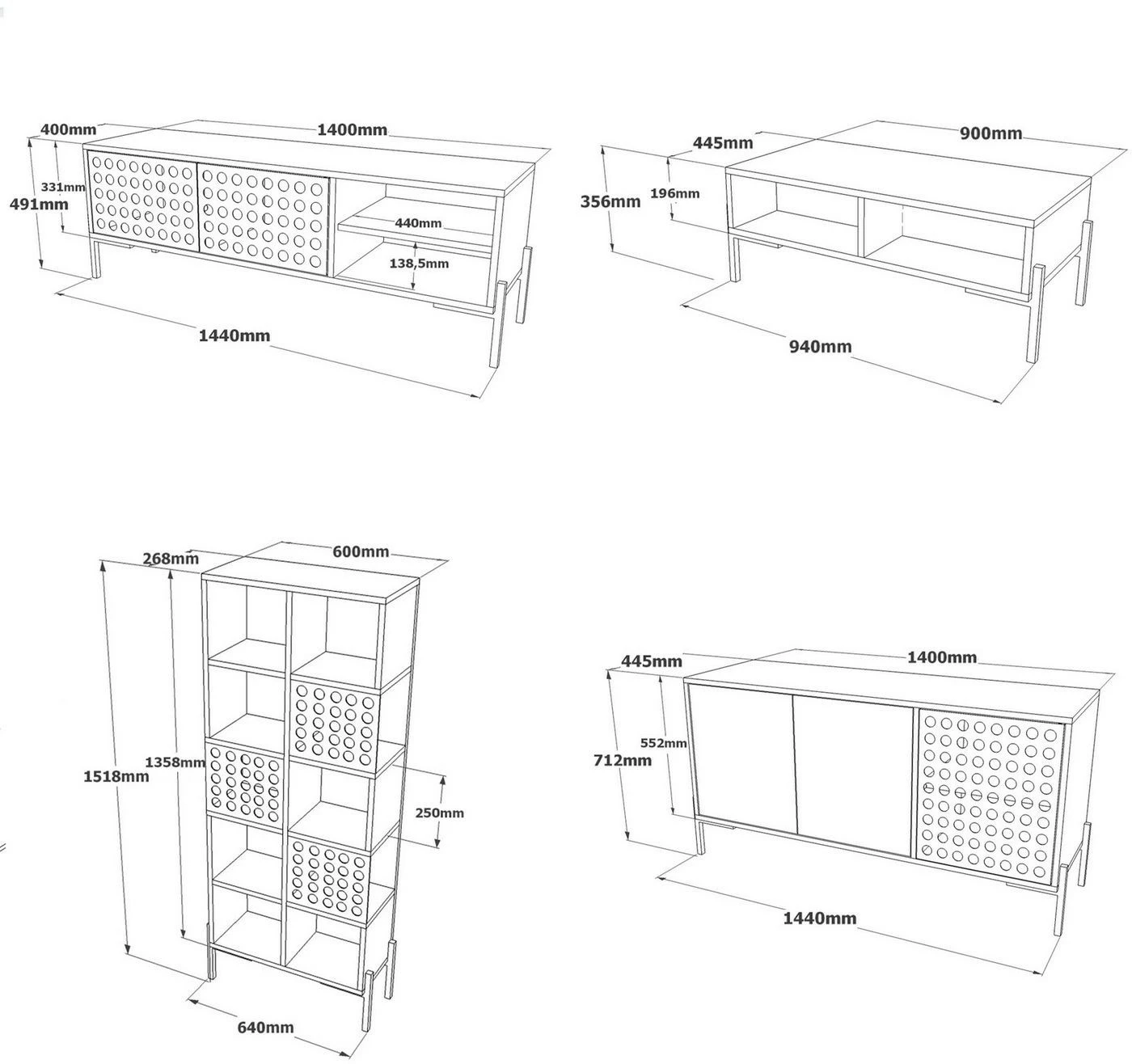 Huonekalusetti Olohuoneeseen Linento Furniture NE6, Ruskea 7 Huonekalusetti Olohuoneeseen Linento Furniture NE6, Ruskea - Image 7
