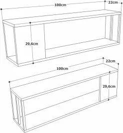 Seinähylly Linento Furniture VG18, 2-osainen, Ruskea -Huonekalut myymälä LIFU956LCS2711 5