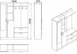 Säilytyskokonaisuus Eteiseen Linento Furniture DD5, Eri Värejä 18 Säilytyskokonaisuus Eteiseen Linento Furniture DD5, Eri Värejä -Huonekalut myymälä LIFU956LCS2802 6