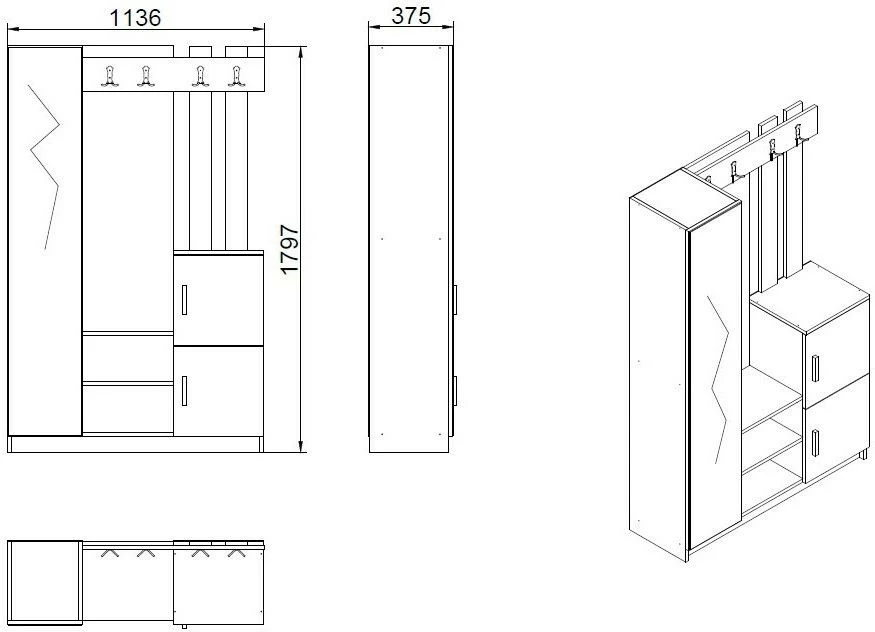 Säilytyskokonaisuus Eteiseen Linento Furniture DD7, Eri Värejä 7 Säilytyskokonaisuus Eteiseen Linento Furniture DD7, Eri Värejä - Image 7