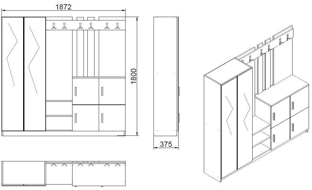 Säilytyskokonaisuus Linento Furniture DD9, Eri Värejä 6 Säilytyskokonaisuus Linento Furniture DD9, Eri Värejä - Image 6