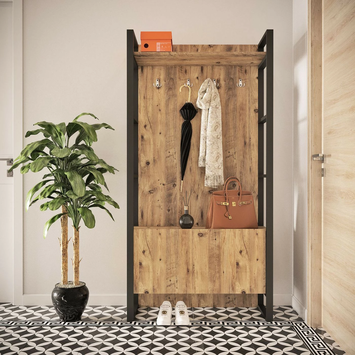 Säilytyskokonaisuus Eteiseen Linento Furniture ML13, Ruskea 3 Säilytyskokonaisuus Eteiseen Linento Furniture ML13, Ruskea - Image 3