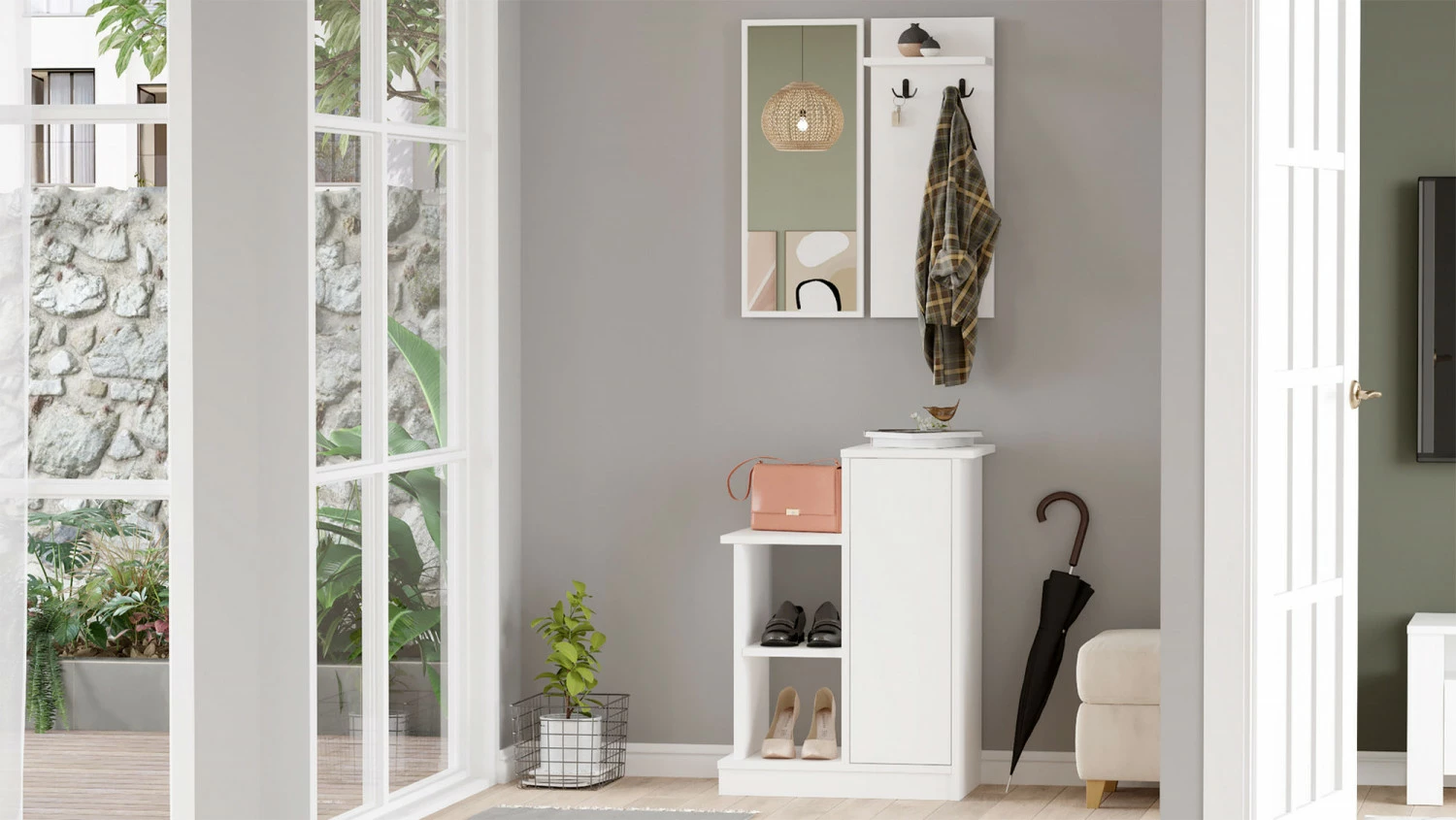 Säilytyskokonaisuus Eteiseen Linento Furniture CH1, Valkoinen 3 Säilytyskokonaisuus Eteiseen Linento Furniture CH1, Valkoinen - Image 3