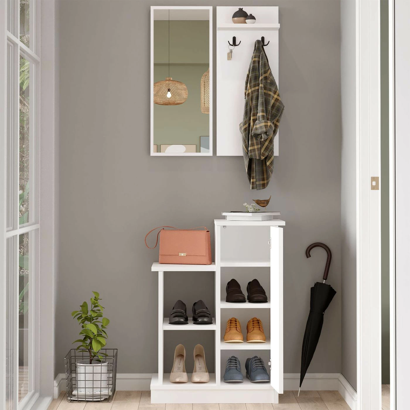 Säilytyskokonaisuus Eteiseen Linento Furniture CH1, Valkoinen 4 Säilytyskokonaisuus Eteiseen Linento Furniture CH1, Valkoinen - Image 4