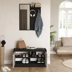 Säilytyskokonaisuus Eteiseen Linento Furniture LS1, Harmaa/musta -Huonekalut myymälä LIFU956LCS2822 4