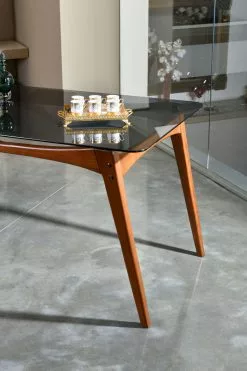 Ruokapöytä Linento Furniture Touch, Lasi, Ruskea -Huonekalut myymälä LIFU998VOW1705 4