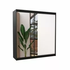 ADRK Furniture Della-vaatekaappi, Musta/valkoinen