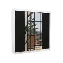 ADRK Furniture Perqs Vaatekaappi, Valkoinen/musta