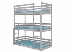 ADRK Furniture Tedro -3-kerrossänky Lapsille, 210 X 97 X 208 Cm, Harmaa