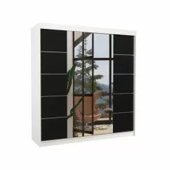 Vaatekaappi ADRK Furniture Dalmatia, Valkoinen/musta