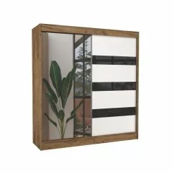 Vaatekaappi Adrk Furniture Toura 200 Cm, Ruskea/valkoinen