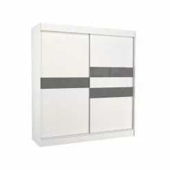 Vaatekaappi Adrk Furniture Toura 200 Cm, Valkoinen/harmaa